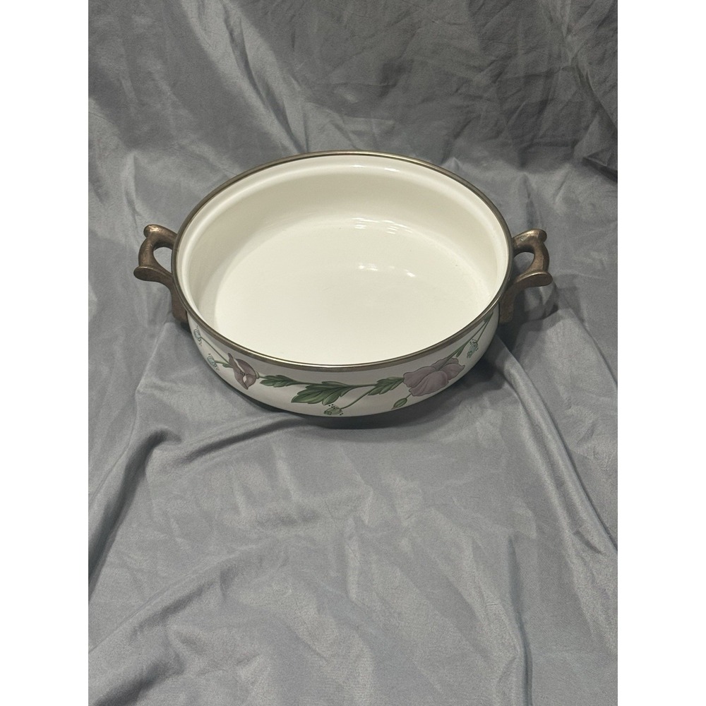 Vintage Asta Germany Floral Enamelware Cookware Enamel Skillet Pot